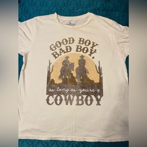 GOODIE TWO SLEEVES WOMEN'S GOOD BOY BAD BOY COWBOY GRAPHIC TEE
